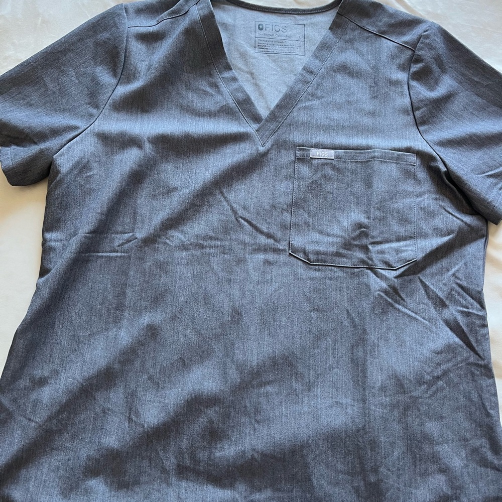 Figs Charcoal V-Neck Short Sleeve Tee